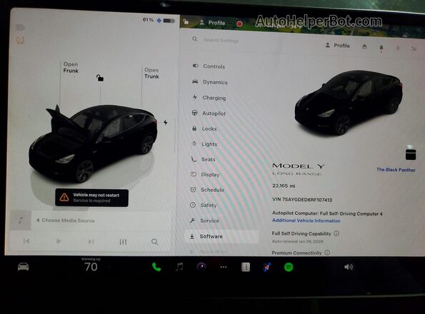 7SAYGDED6RF107413 2024 TESLA MODEL Black Widok zestawu wskaźników