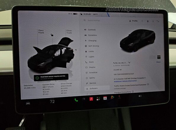 7SAYGDED6SF237231 2025 TESLA MODEL Gray Vista del cuadro de instrumentos