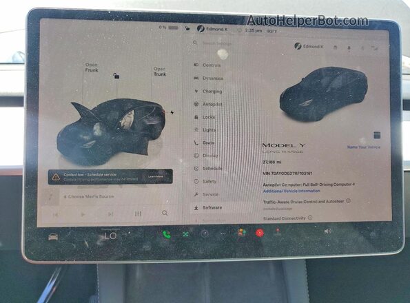 7SAYGDED7RF103161 2024 TESLA MODEL Black Սարքավորումների վահանակի տեսք