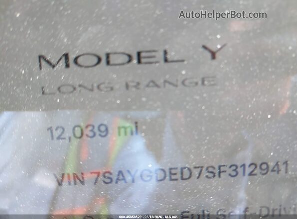 7SAYGDED7SF312941 2025 TESLA MODEL Y Белый Вид задней части салона