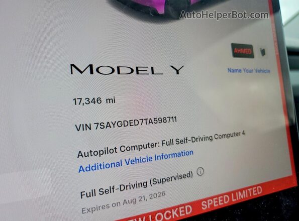 7SAYGDED7TA598711 2026 TESLA MODEL Charcoal ხელსაწყოთა პანელის ხედი