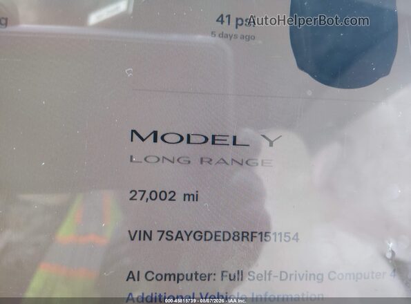 7SAYGDED8RF151154 2024 TESLA MODEL Y Черный 