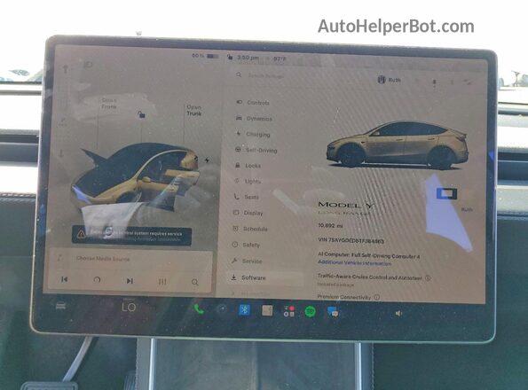 7SAYGDED8TF384863 2026 TESLA MODEL White Սարքավորումների վահանակի տեսք