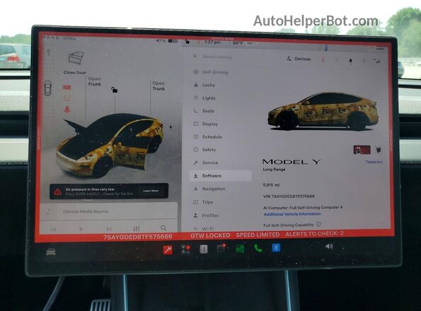 7SAYGDED8TF575666 2026 TESLA MODEL Угольный Вид щитка приборов