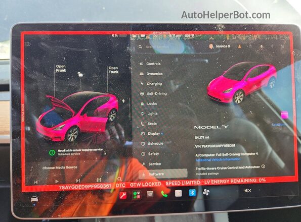7SAYGDED9PF958361 2023 TESLA MODEL Gray Widok zestawu wskaźników