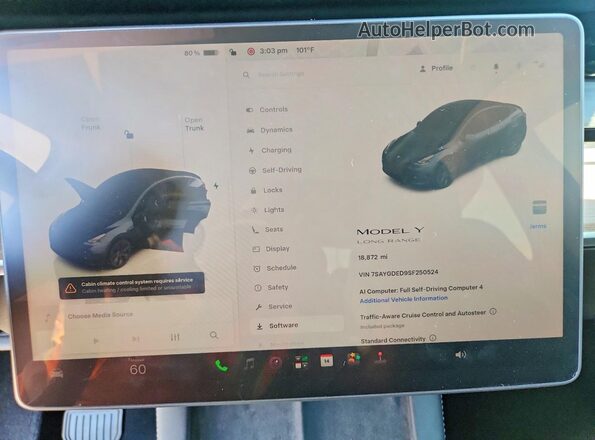 7SAYGDED9SF250524 2025 TESLA MODEL Серый Вид щитка приборов