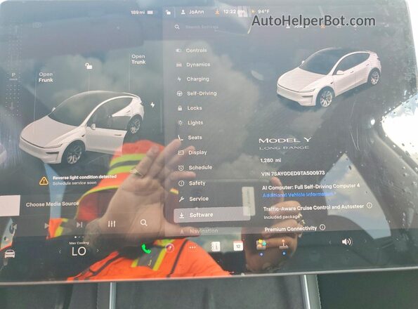 7SAYGDED9TA500973 2026 TESLA MODEL White Вид щитка приладів