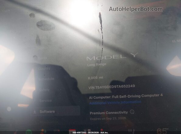 7SAYGDED9TA652249 2026 TESLA MODEL Y Серый Панорамный вид салона 360°