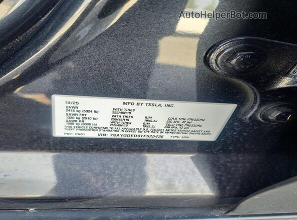 7SAYGDED9TF525438 2026 TESLA MODEL Черный Вид подкапотного пространства