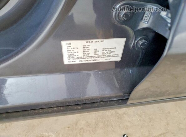 7SAYGDEDXPF944114 2023 TESLA MODEL Черный Вид наклейки с VIN-кодом
