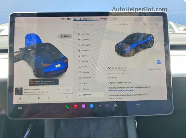 7SAYGDEE0NF312440 2022 TESLA MODEL Blue Սարքավորումների վահանակի տեսք