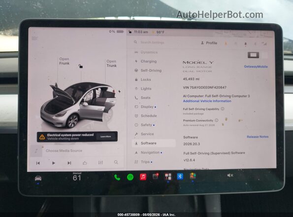 7SAYGDEE0NF420847 2022 TESLA MODEL Y Серый Вид задних сидений