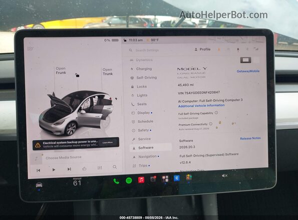 7SAYGDEE0NF420847 2022 TESLA MODEL Y Серый 