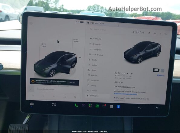 7SAYGDEE0PA045171 2023 TESLA MODEL Y Серый Вид задних сидений
