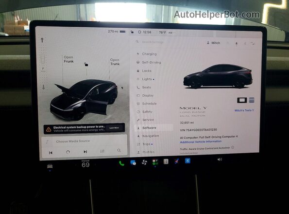 7SAYGDEE0TA431230 2026 TESLA MODEL Charcoal Սարքավորումների վահանակի տեսք