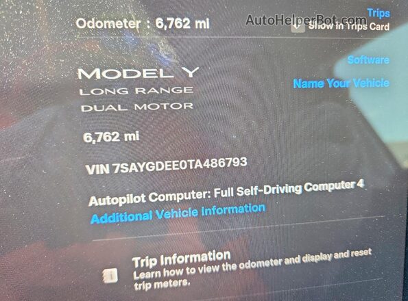 7SAYGDEE0TA486793 2026 TESLA MODEL Charcoal Vista del cuadro de instrumentos