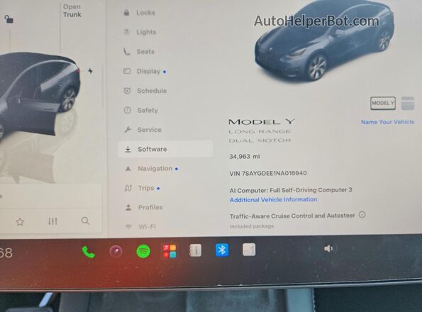 7SAYGDEE1NA016940 2022 TESLA MODEL Gray Սարքավորումների վահանակի տեսք