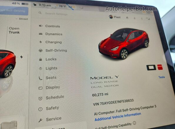 7SAYGDEE1NF538633 2022 TESLA MODEL Красный 