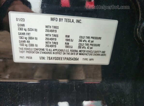 7SAYGDEE1PA054364 2023 TESLA MODEL Black Вид підкапотного простору