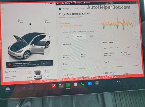 7SAYGDEE1PA114157 2023 TESLA MODEL Белый Вид щитка приборов