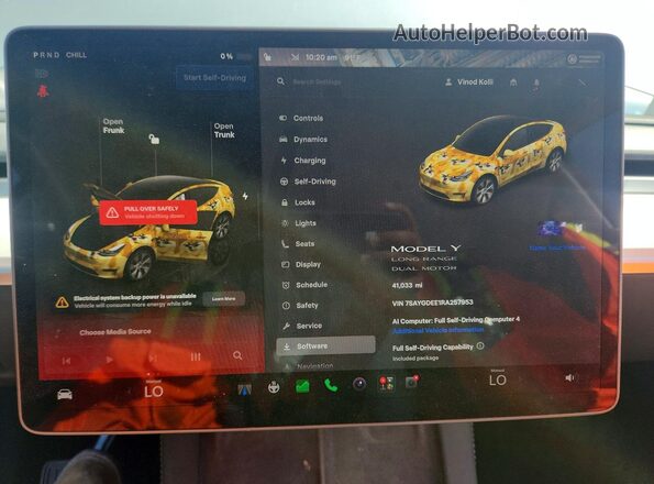 7SAYGDEE1RA257953 2024 TESLA MODEL Белый Вид щитка приборов