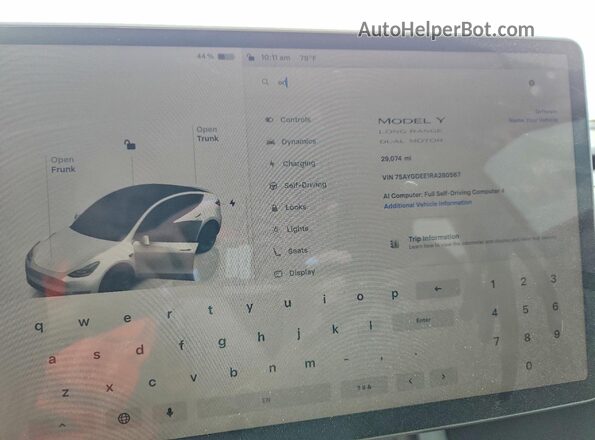 7SAYGDEE1RA280567 2024 TESLA MODEL Белый Вид щитка приборов
