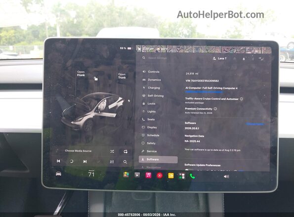 7SAYGDEE1RA309582 2024 TESLA MODEL Y Gray Панорамний вид салону 360°