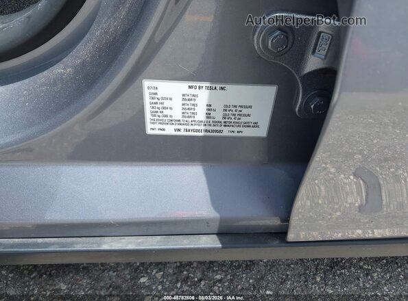 7SAYGDEE1RA309582 2024 TESLA MODEL Y Gray Вид підкапотного простору