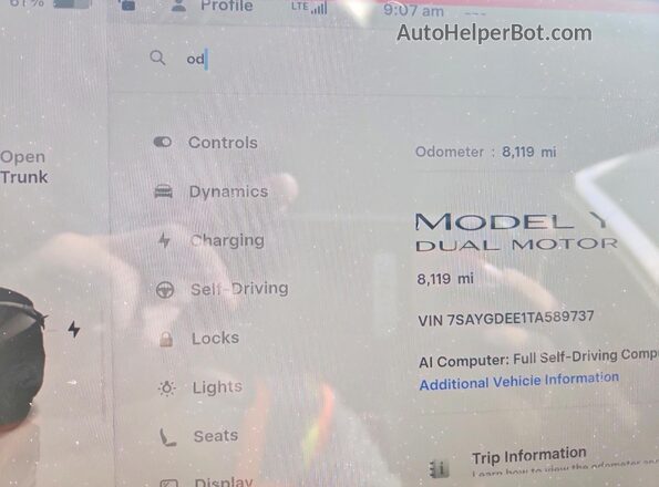 7SAYGDEE1TA589737 2026 TESLA MODEL Black Սարքավորումների վահանակի տեսք