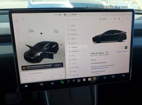 7SAYGDEE1TA649046 2026 TESLA MODEL Black Вид щитка приладів