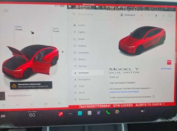 7SAYGDEE1TF566641 2026 TESLA MODEL Красный Вид щитка приборов