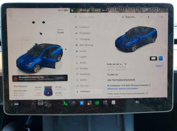 7SAYGDEE2PA024645 2023 TESLA MODEL Blue Instrument cluster view