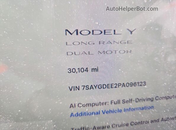 7SAYGDEE2PA096123 2023 TESLA MODEL White Instrument cluster view