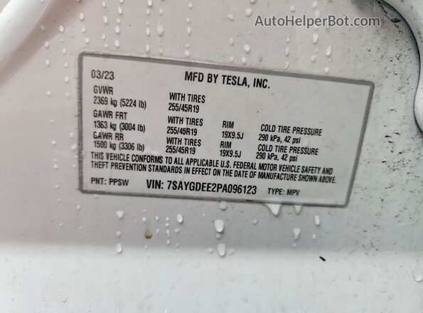 7SAYGDEE2PA096123 2023 TESLA MODEL White Engine compartment view