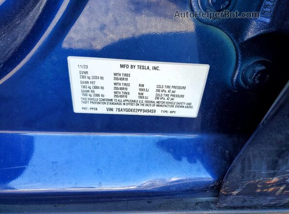 7SAYGDEE2PF949459 2023 TESLA MODEL Синий Вид подкапотного пространства