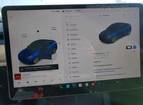 7SAYGDEE2PF949459 2023 TESLA MODEL Синий Вид щитка приборов