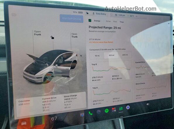 7SAYGDEE2TA714969 2026 TESLA MODEL White Widok zestawu wskaźników