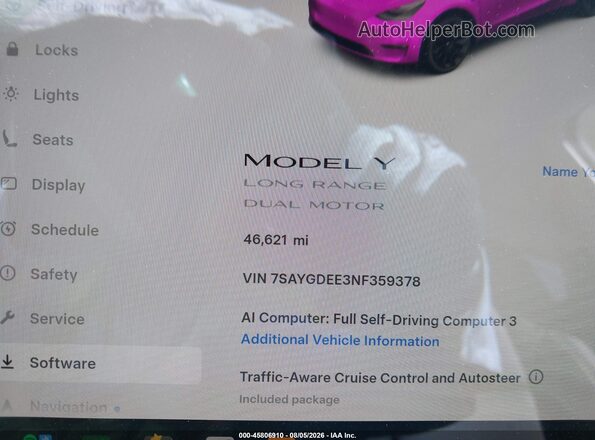 7SAYGDEE3NF359378 2022 TESLA MODEL Y Black 