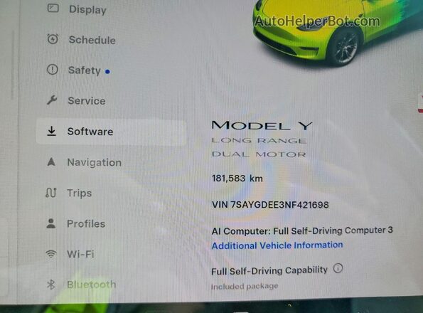 7SAYGDEE3NF421698 2022 TESLA MODEL Black ხელსაწყოთა პანელის ხედი