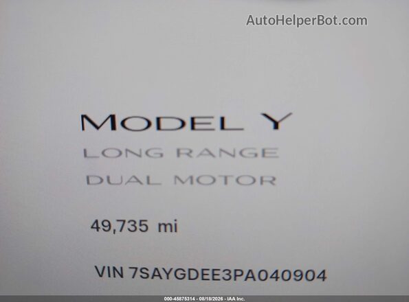 7SAYGDEE3PA040904 2023 TESLA MODEL Y Gray Вид задніх сидінь