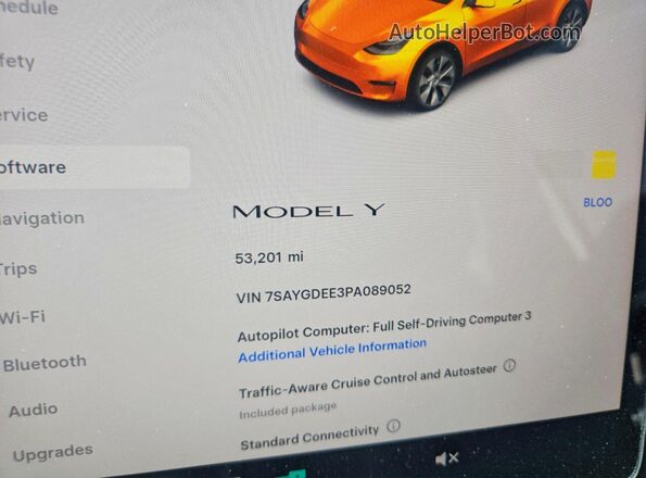7SAYGDEE3PA089052 2023 TESLA MODEL Gray ხელსაწყოთა პანელის ხედი