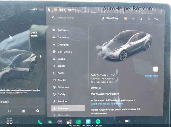 7SAYGDEE3PA137620 2023 TESLA MODEL Y Серый Вид задних сидений