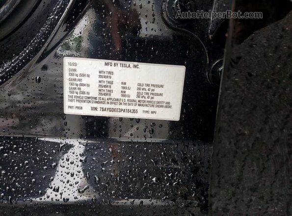 7SAYGDEE3PA184355 2023 TESLA MODEL Black Панорамний вид салону 360°