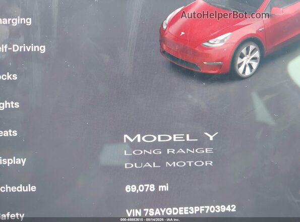 7SAYGDEE3PF703942 2023 TESLA MODEL Y Red 