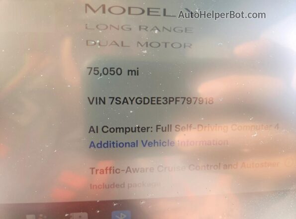 7SAYGDEE3PF797918 2023 TESLA MODEL White Widok zestawu wskaźników