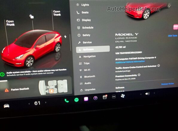 7SAYGDEE3RA232861 2024 TESLA MODEL Gray Widok zestawu wskaźników