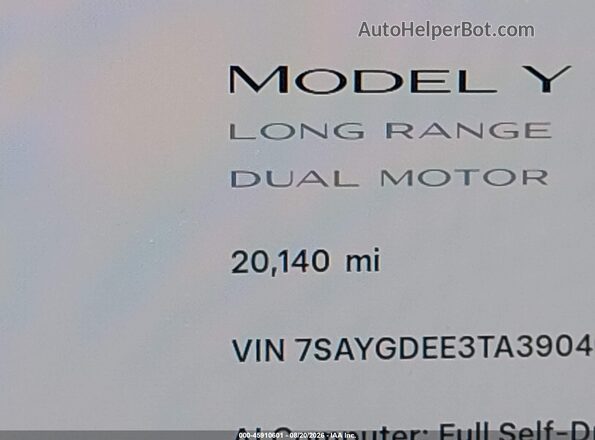 7SAYGDEE3TA390463 2026 TESLA MODEL Y Gray 