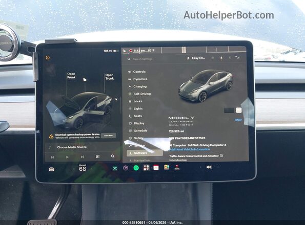 7SAYGDEE4NF367523 2022 TESLA MODEL Y Gray Հետևի նստատեղերի տեսք
