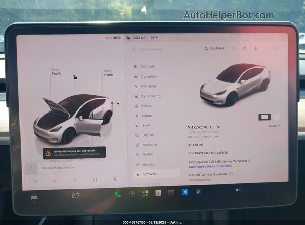 7SAYGDEE4NF435920 2022 TESLA MODEL Y White 
