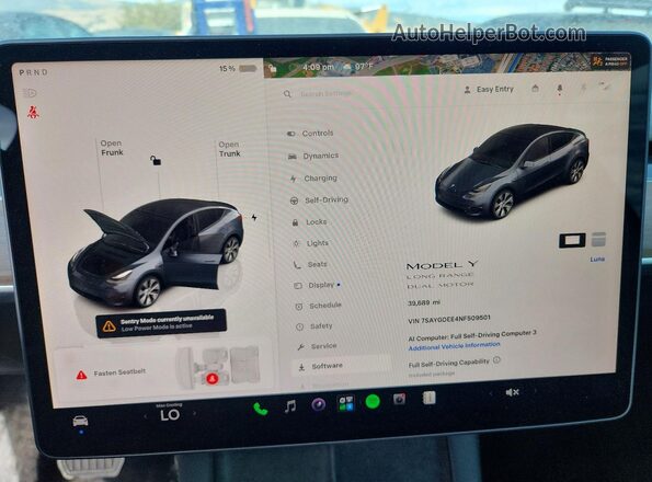 7SAYGDEE4NF509501 2022 TESLA MODEL Угольный Вид щитка приборов